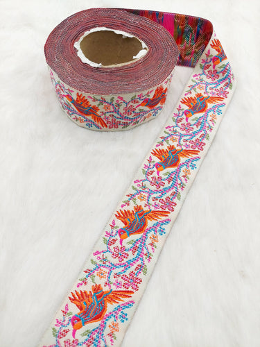 Jacquard Saree Border, Birds Woven Thread Work Trim, Jacquard Trimming Decorative Trim